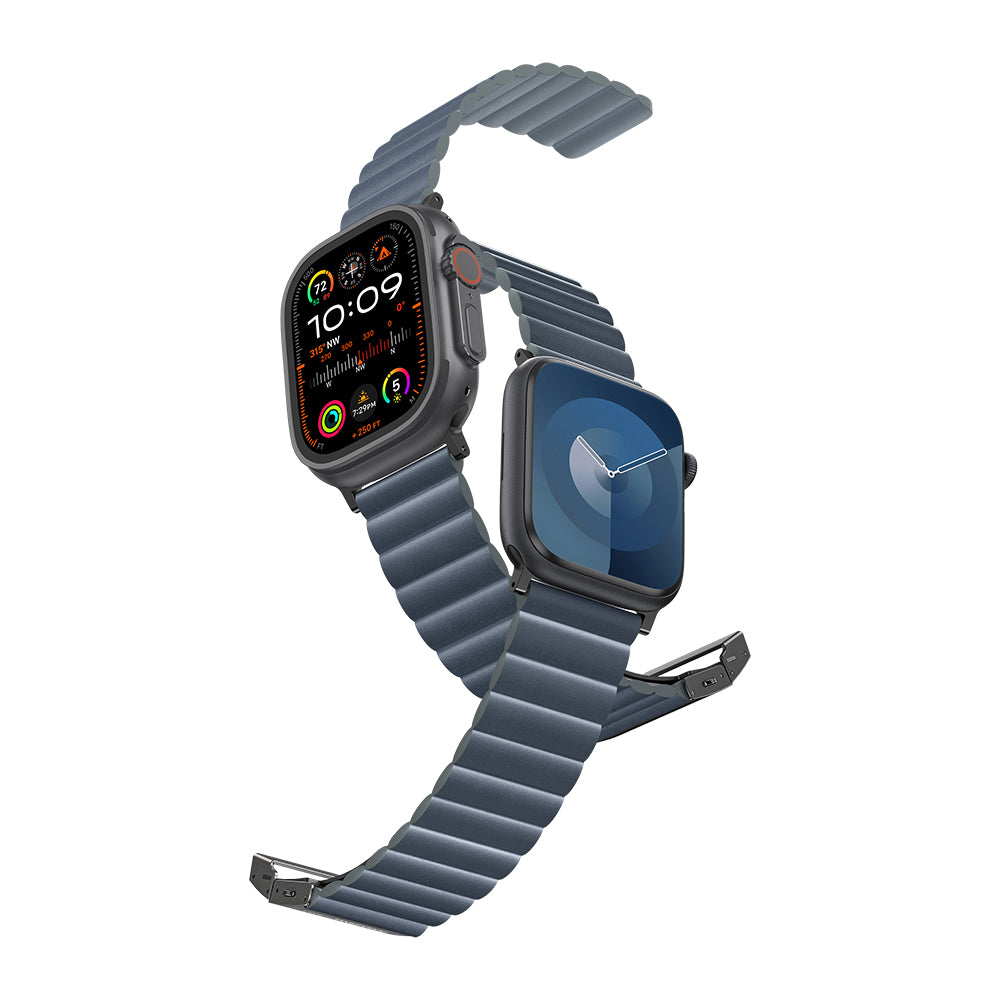 Apple Watch Serisi Uyumlu Amazing Thing Glamour Sense Deri Kordon Mavi