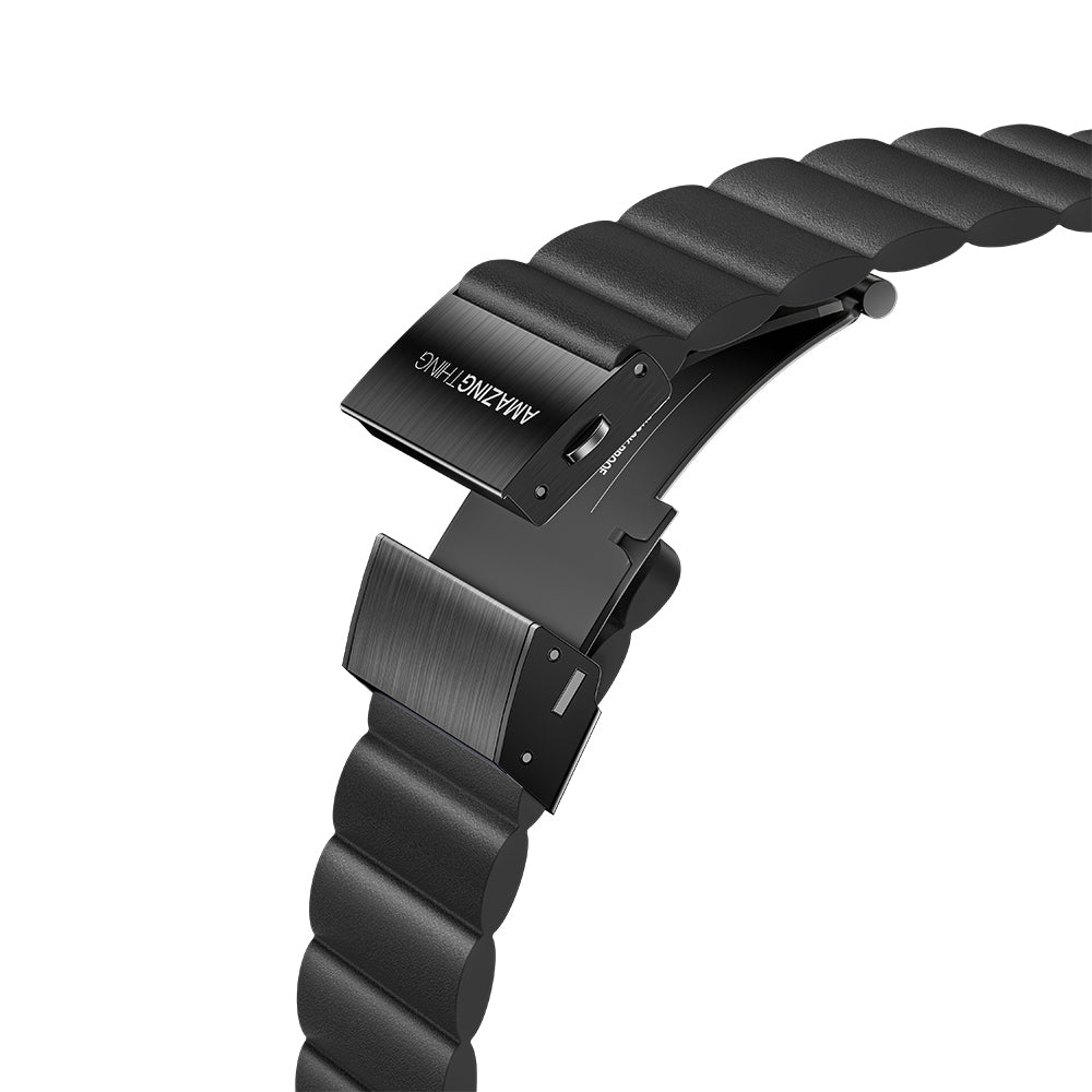 Apple Watch Serisi Uyumlu Amazing Thing Glamour Sense Deri Kordon Siyah