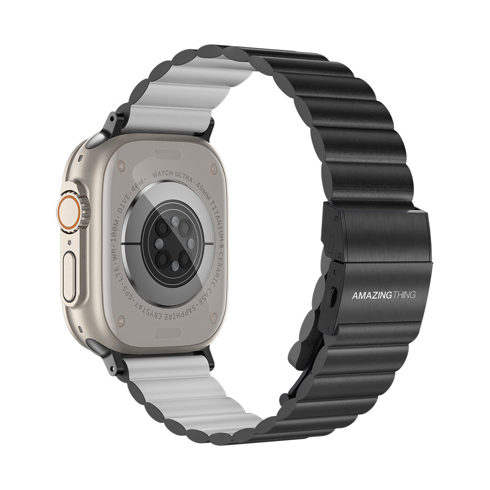 Apple Watch Serisi Uyumlu Amazing Thing Glamour Sense Deri Kordon Siyah