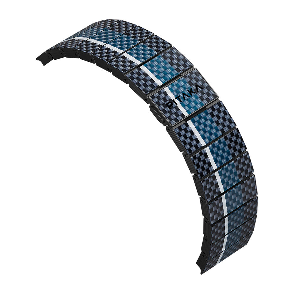 Apple Watch Serisi Uyumlu Aramid Fiber ve Karbon Fiber Pitaka Poetry of Things ChromaCarbon Serisi Moon Universal Kordon Siyah