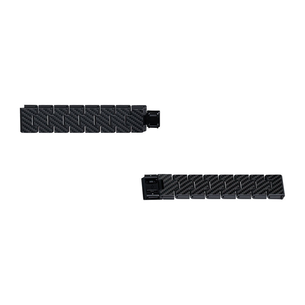 Apple Watch Serisi Uyumlu Karbon Fiber Pitaka Retro Serisi Black-Grey Twill Universal Kordon Siyah-Gri