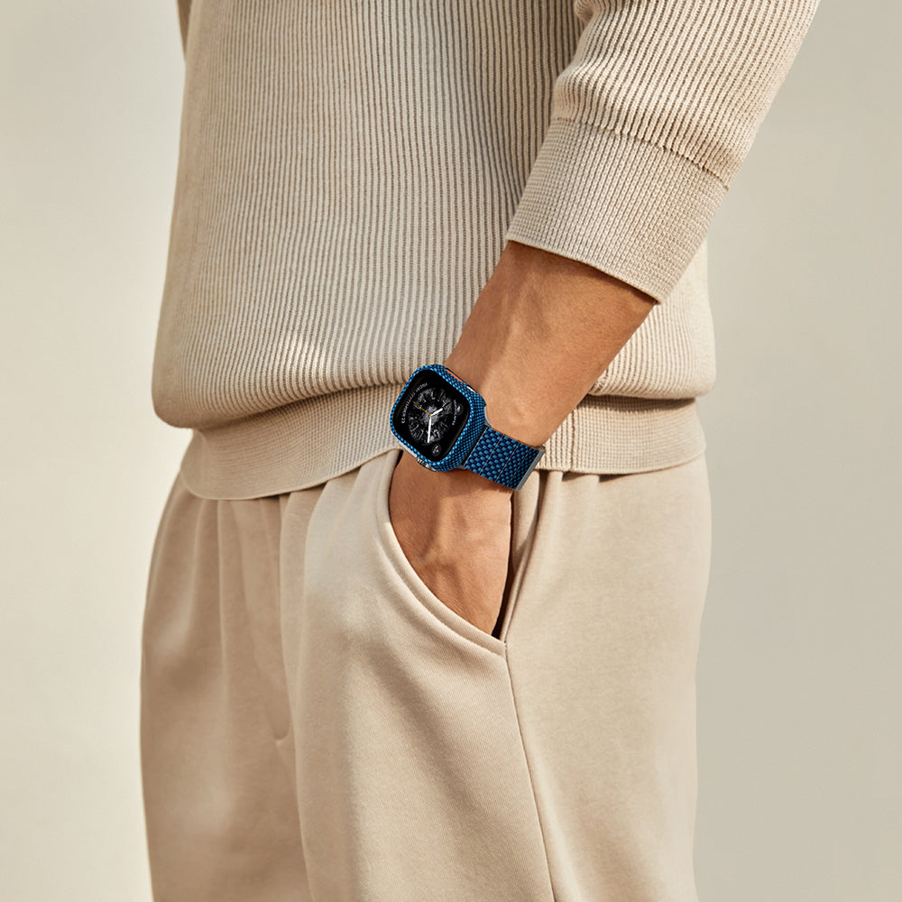 Apple Watch Ultra 49mm 600D Aramid Fiber Classic Serisi Kasa Koruyucu Pitaka Air Case Mavi