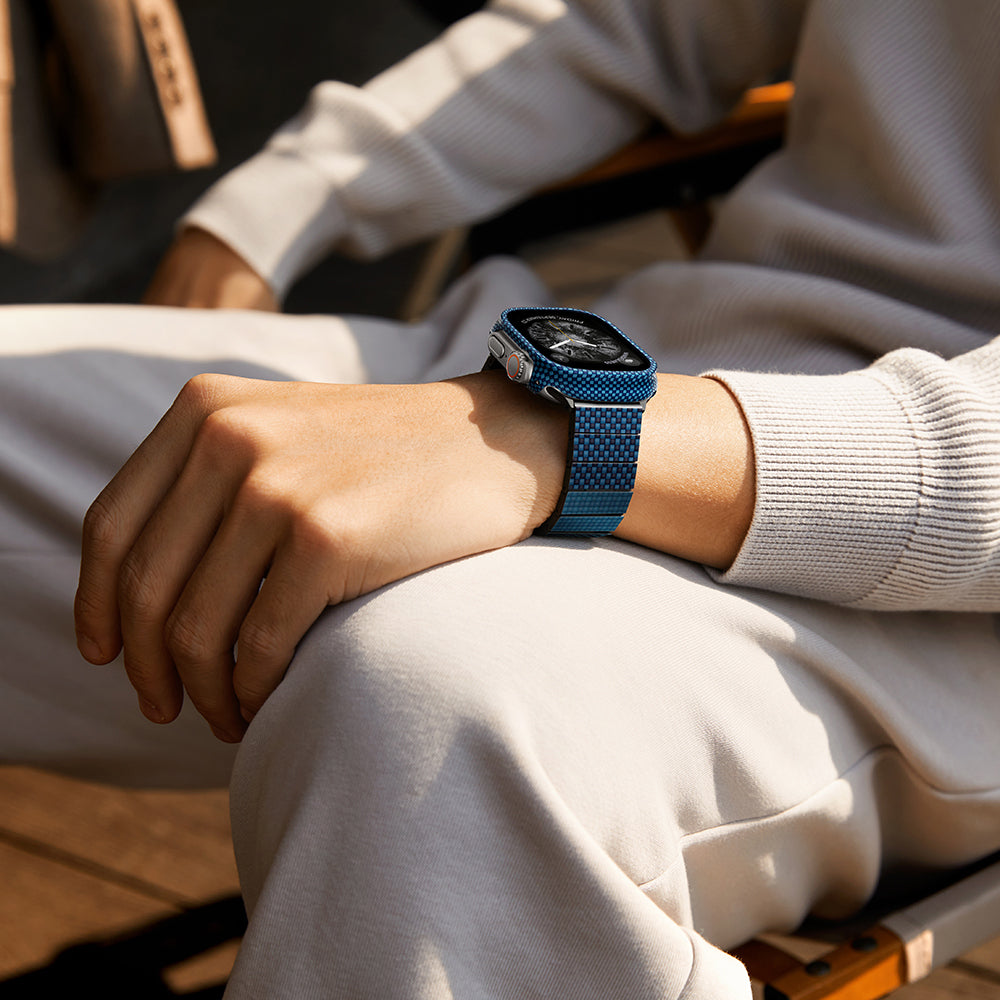 Apple Watch Ultra 49mm 600D Aramid Fiber Classic Serisi Kasa Koruyucu Pitaka Air Case Siyah-Gri