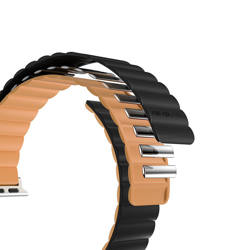 Apple Watch Ultra 49mm Amazingthing Smoothie Mag Magnetik Tak Çıkar Silikon Strap Kayış Gri-Mavi