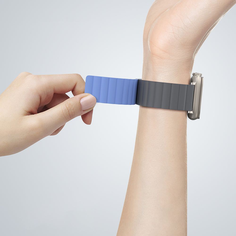 Apple Watch Ultra 49mm Amazingthing Smoothie Mag Magnetik Tak Çıkar Silikon Strap Kayış Gri-Mavi