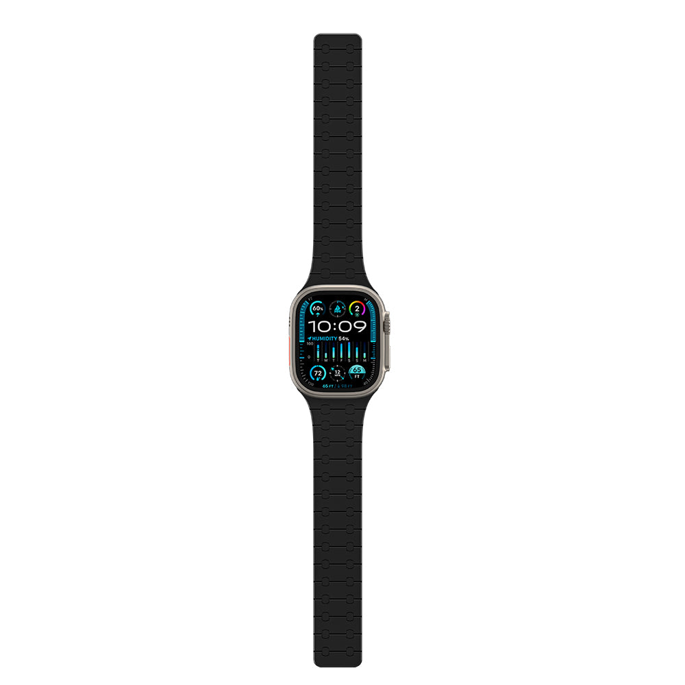 Apple Watch Ultra 49mm Amazingthing Smoothie Sport Magnetik Tak Çıkar Silikon Strap Kayış Siyah-Mor