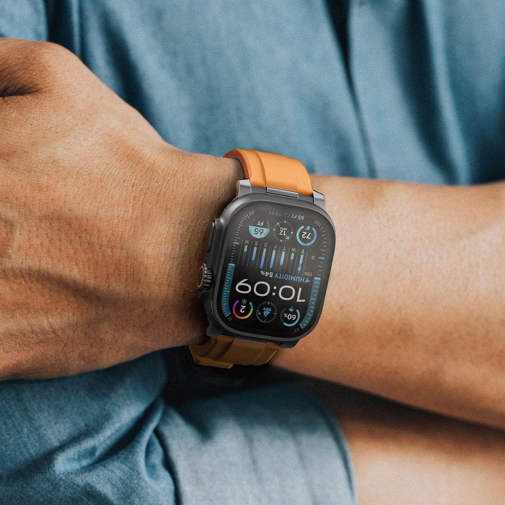 Apple Watch Ultra 49mm Amazingthing Titan Chrono Silikon Kordon Turuncu