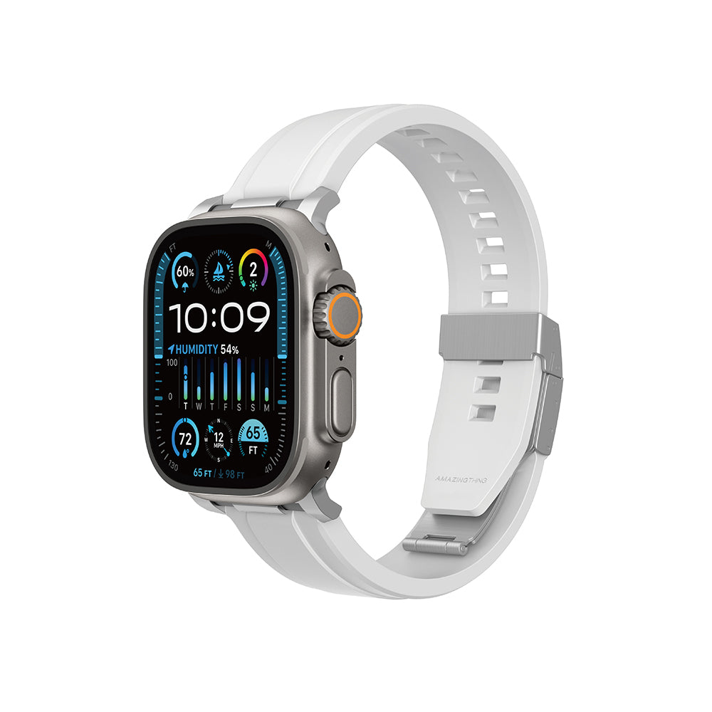 Apple Watch Ultra 49mm Amazingthing Titan Chrono Silikon Kordon Beyaz