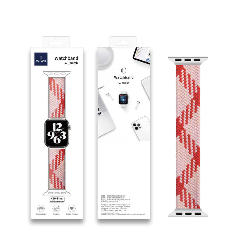 Apple Watch Ultra 49mm Kordon Wiwu Braided Solo Loop Contrast Color Small Strap Kayış