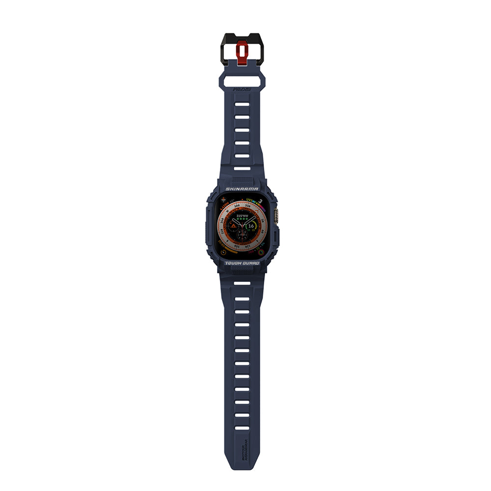 Apple Watch Ultra 49mm Skinarma Mecha 2in1 TPU Kasa Koruyucu + Silikon Kordon Lacivert