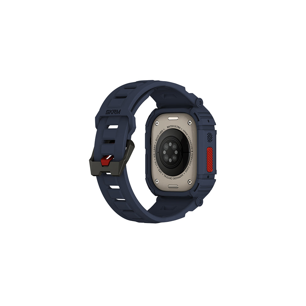 Apple Watch Ultra 49mm Skinarma Mecha 2in1 TPU Kasa Koruyucu + Silikon Kordon Açık Gri