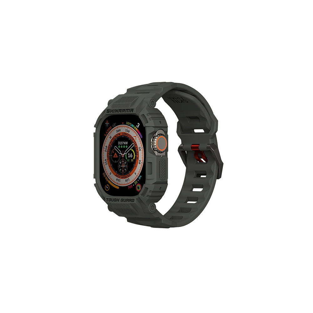 Apple Watch Ultra 49mm Skinarma Mecha 2in1 TPU Kasa Koruyucu + Silikon Kordon Yeşil