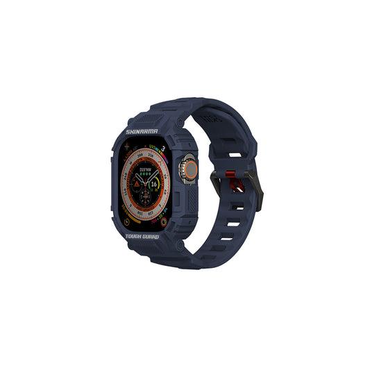 Apple Watch Ultra 49mm Skinarma Mecha 2in1 TPU Kasa Koruyucu + Silikon Kordon Lacivert
