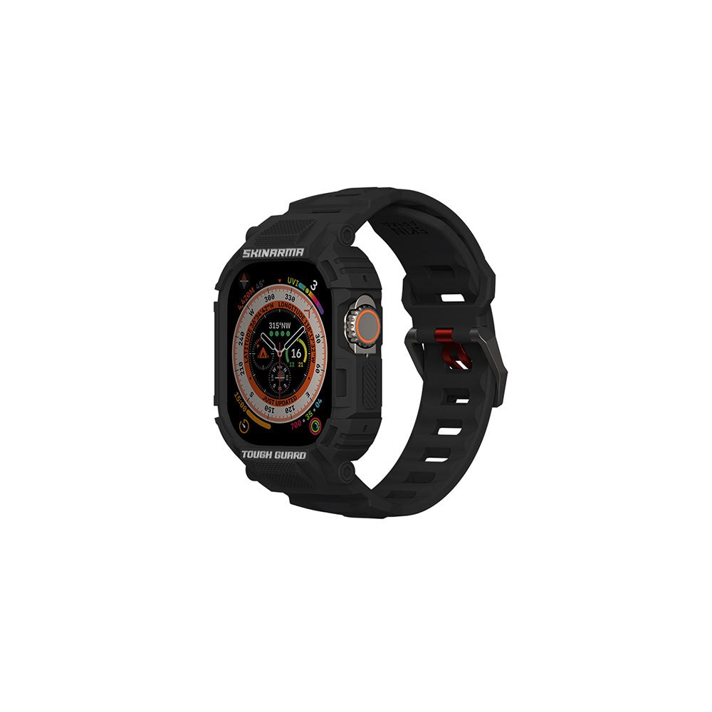 Apple Watch Ultra 49mm Skinarma Mecha 2in1 TPU Kasa Koruyucu + Silikon Kordon Siyah