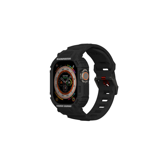 Apple Watch Ultra 49mm Skinarma Mecha 2in1 TPU Kasa Koruyucu + Silikon Kordon Siyah