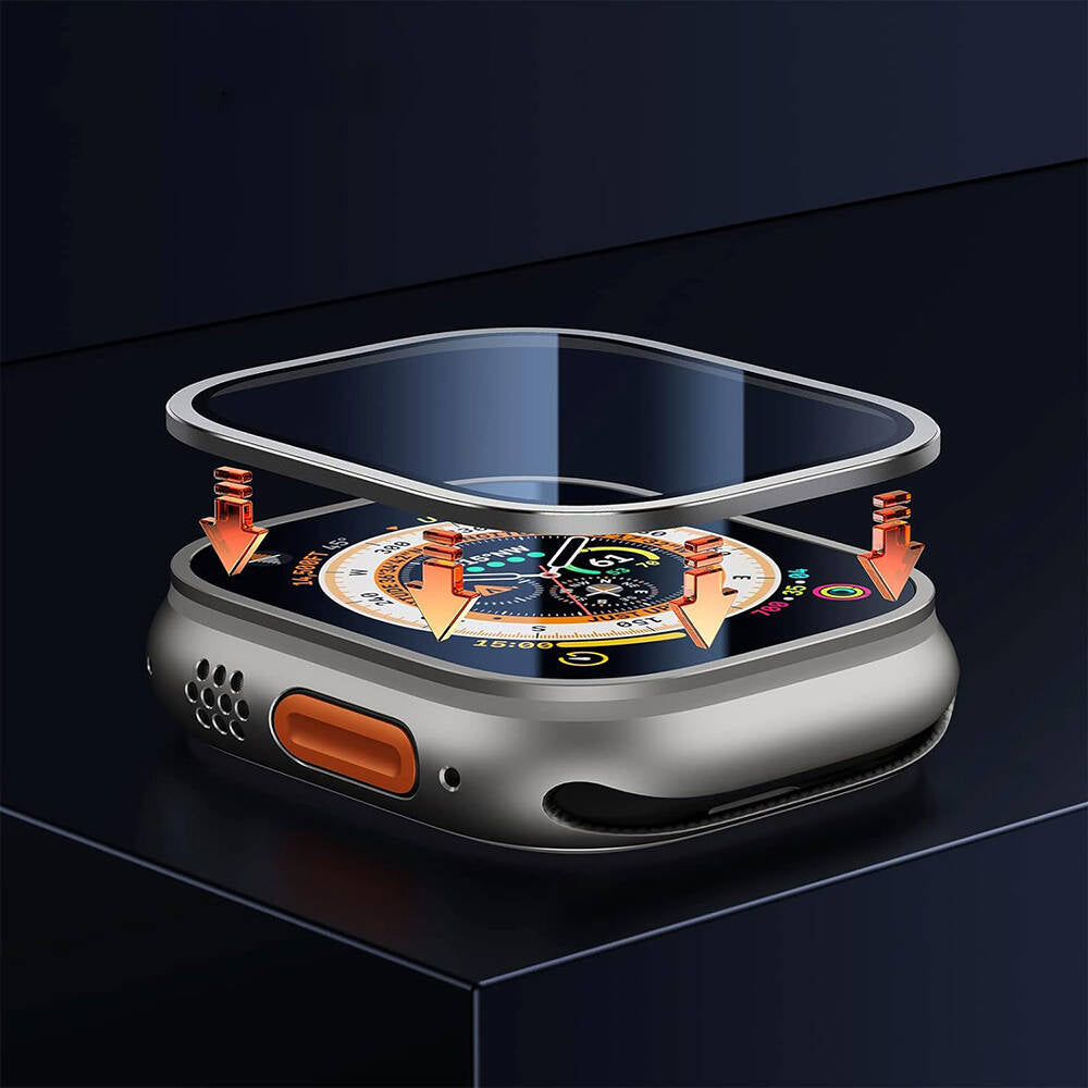 Apple Watch Ultra 49mm Wiwu Wi-JD106 Easy Install Akıllı Saat Temperli Cam Ekran Koruyucu Gümüş