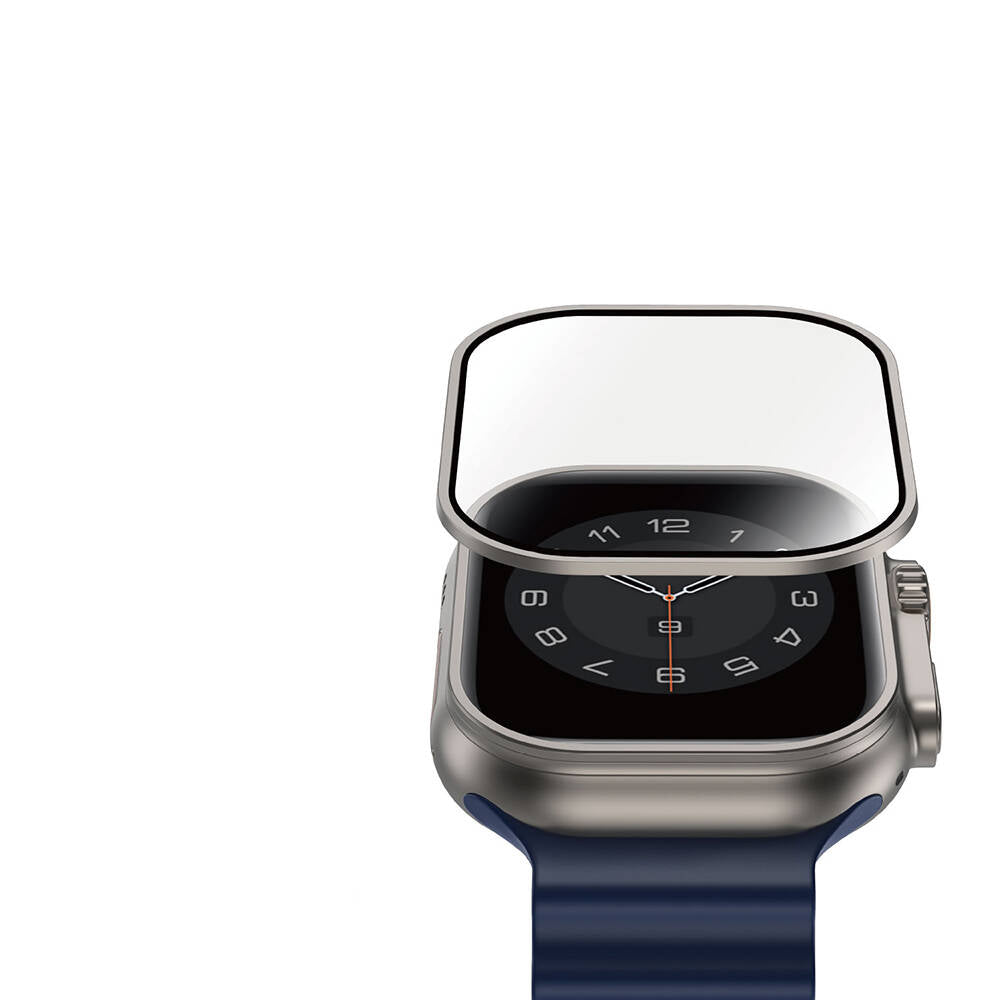 Apple Watch Ultra 49mm Wiwu Wi-JD106 Easy Install Akıllı Saat Temperli Cam Ekran Koruyucu Gümüş