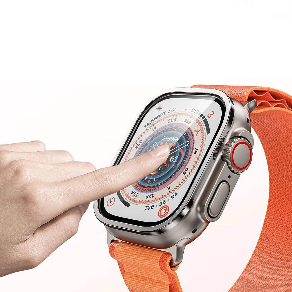 Apple Watch Ultra 49mm Wiwu Wi-JD106 Easy Install Akıllı Saat Temperli Cam Ekran Koruyucu Gümüş
