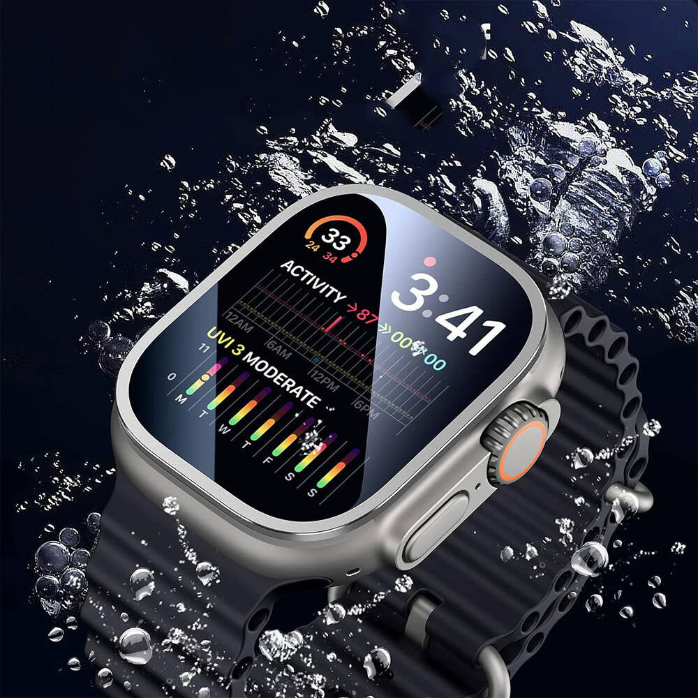 Apple Watch Ultra 49mm Wiwu Wi-JD106 Easy Install Akıllı Saat Temperli Cam Ekran Koruyucu Siyah
