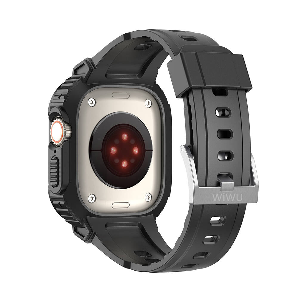 Apple Watch Ultra 49mm Wiwu Wi-WB014 Armor Serisi 2in1 Sert PC Kasa Koruyuculu Silikon Kordon Yeşil
