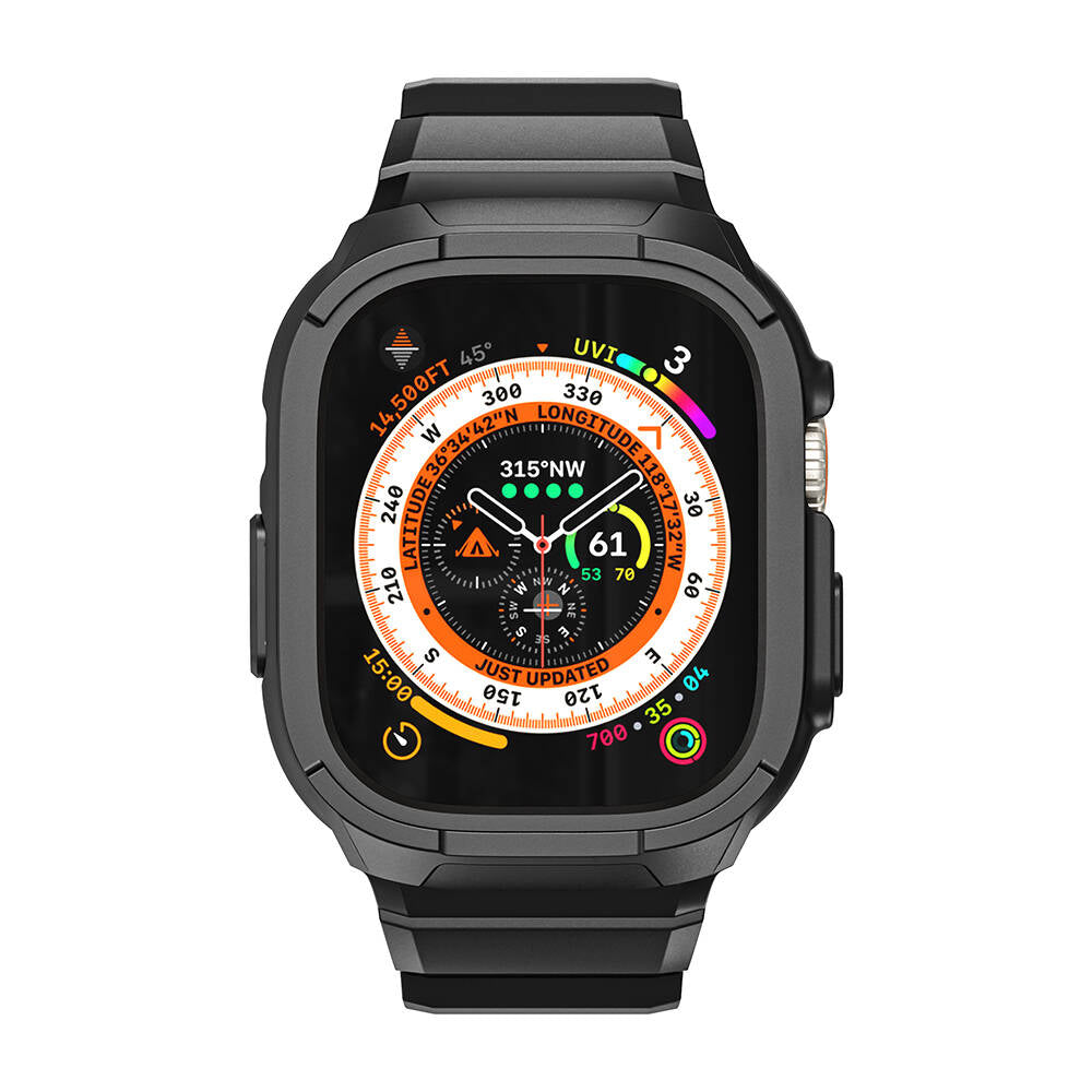 Apple Watch Ultra 49mm Wiwu Wi-WB014 Armor Serisi 2in1 Sert PC Kasa Koruyuculu Silikon Kordon Yeşil