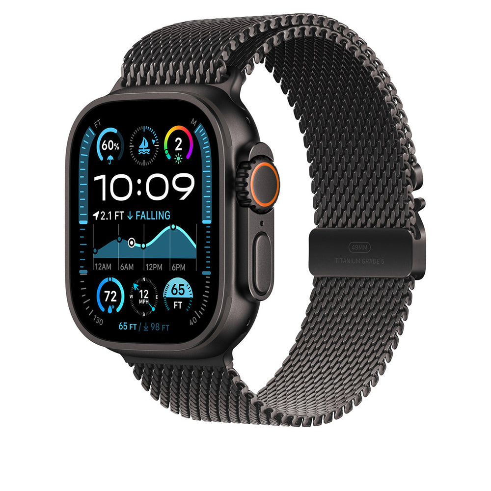 Apple Watch Ultra 49mm Zore KRD-100 Titanyum Hasır Kordon Siyah-Titanyum