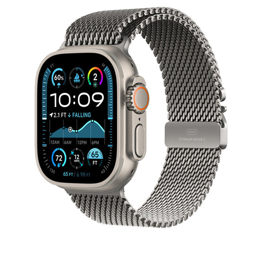 Apple Watch Ultra 49mm Zore KRD-100 Titanyum Hasır Kordon Titanyum-Gümüş