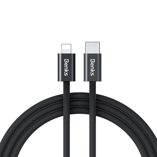 Benks D46 Type-C to Lightning PD 3.0 Örgülü Şarj ve Data Kablosu 60W 2 Metre Siyah
