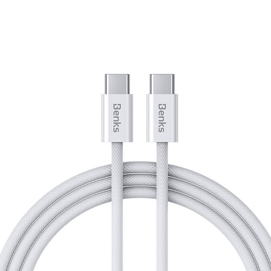 Benks D46 Type-C to Type-C PD 3.0 Örgülü Şarj ve Data Kablosu 60W 2 Metre Beyaz