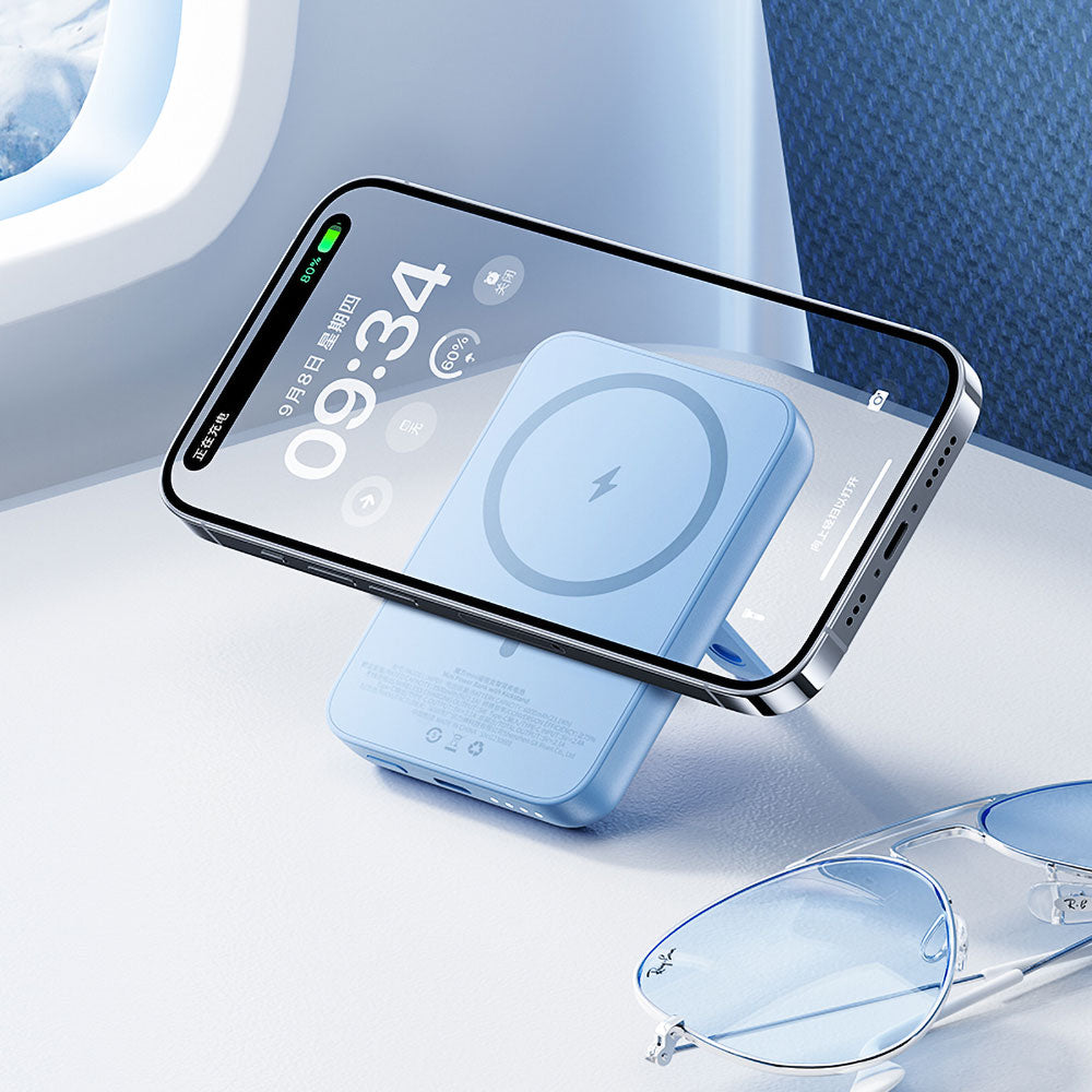 Benks MP09 Magsafe Magnetik Standlı İnce Tasarımlı Powerbank 6000mAh Mavi