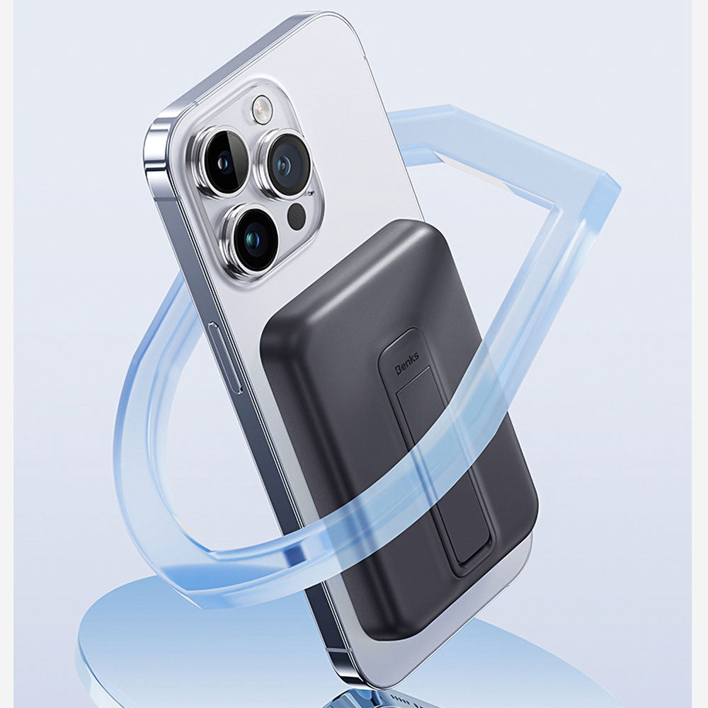 Benks MP09 Magsafe Magnetik Standlı İnce Tasarımlı Powerbank 6000mAh Beyaz