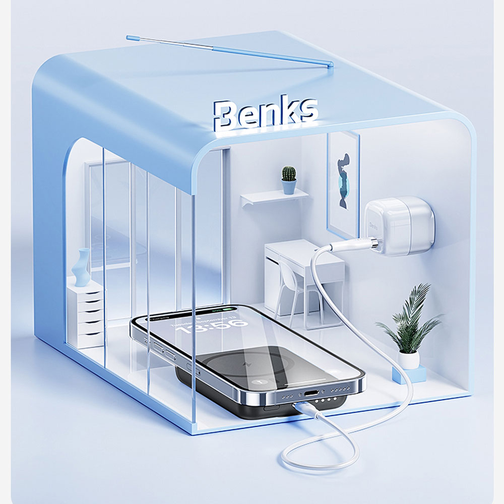 Benks MP09 Magsafe Magnetik Standlı İnce Tasarımlı Powerbank 6000mAh Beyaz