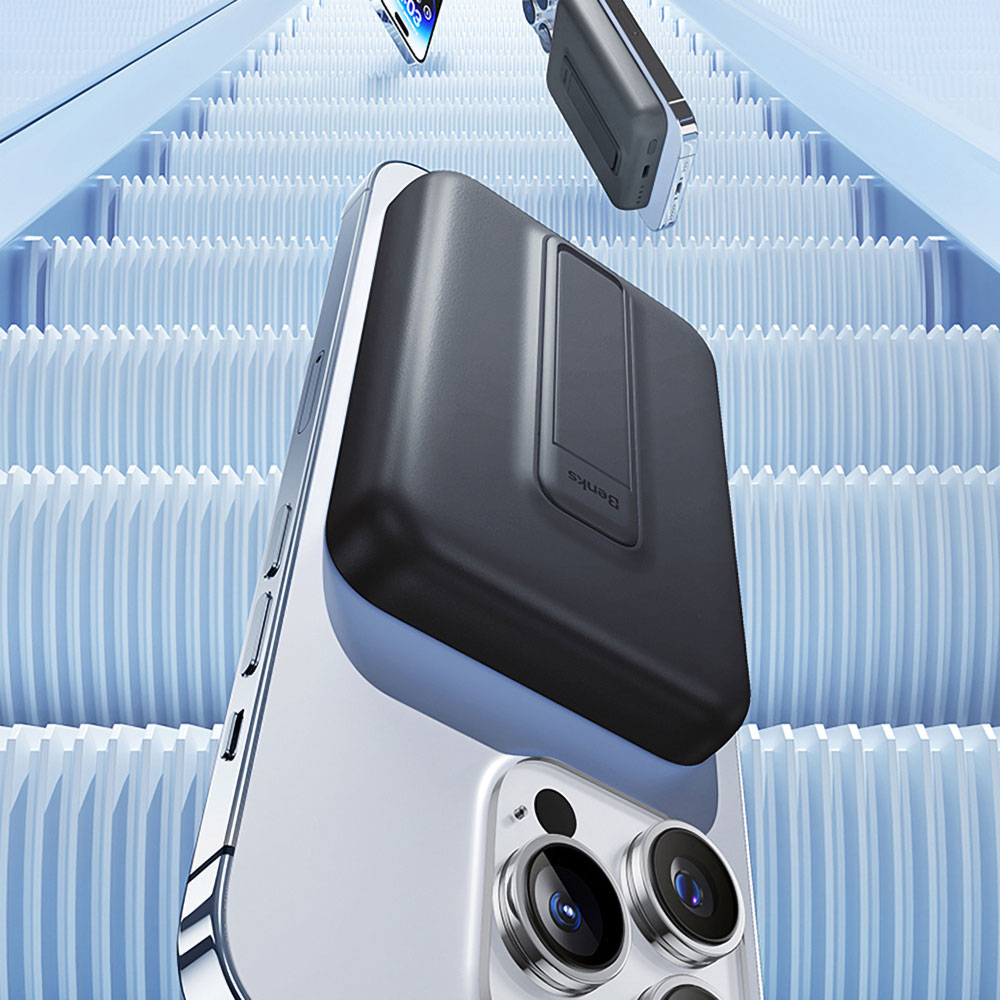 Benks MP09 Magsafe Magnetik Standlı İnce Tasarımlı Powerbank 6000mAh Siyah