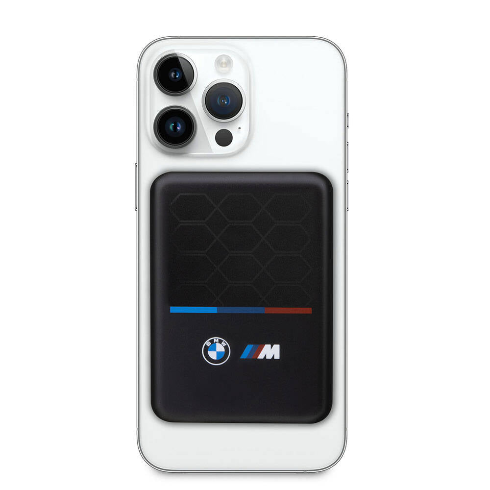 BMW Led Işıklı Göstergeli Magsafe Magnetik Orjinal Lisanslı Powerbank 5000 Mah Siyah