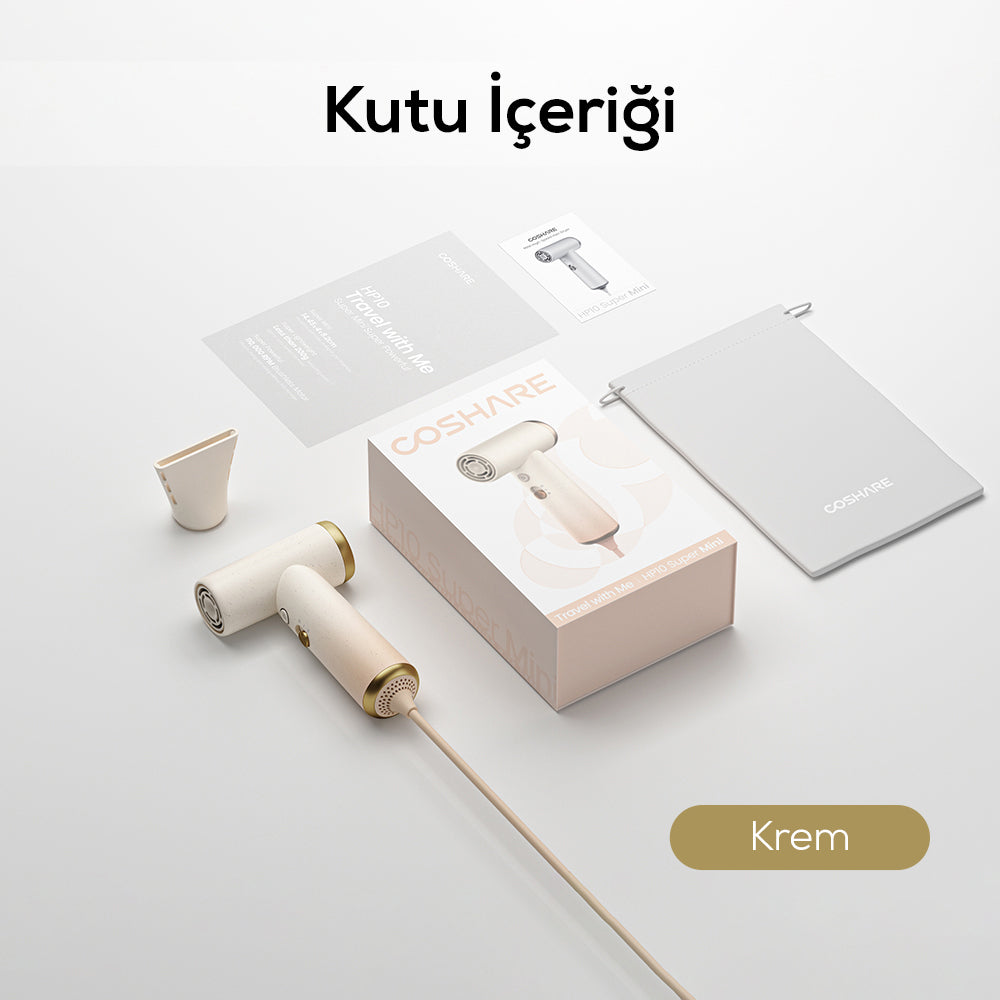 Coshare HP10E Mini Isı Dereceli LED Işıklı Saç Kurutma Fön Makinesi Siyah