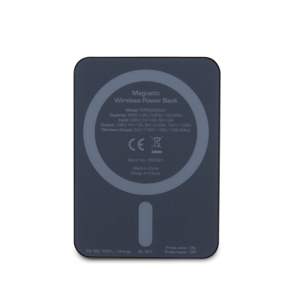 Ferrari Led Işıklı Göstergeli Magsafe Magnetik Orjinal Lisanslı Powerbank 5000 Mah Siyah