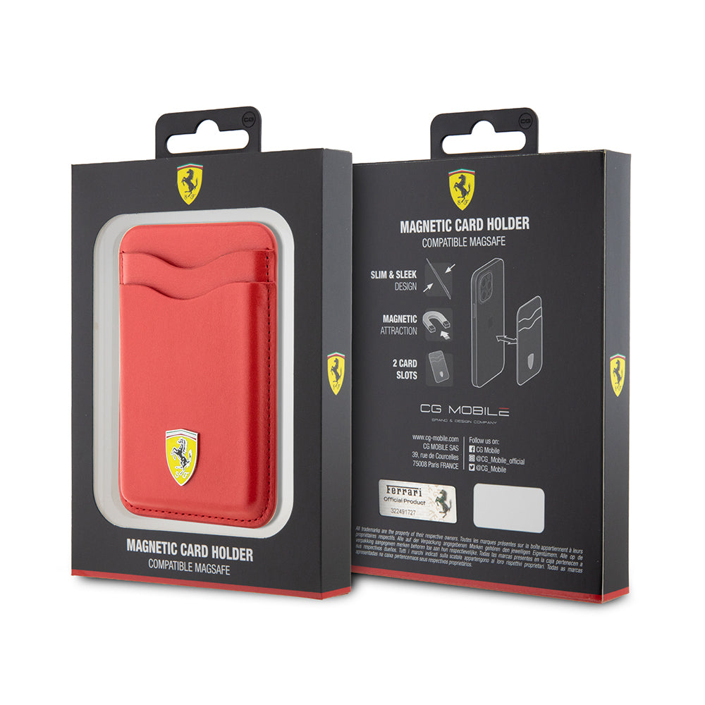 Ferrari Orjinal Lisanslı Magnetik Metal Logolu PU Deri Kartlık Siyah