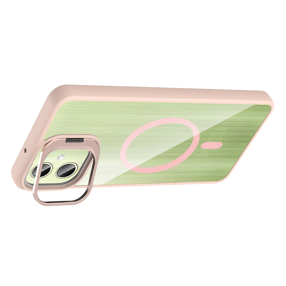 Galaxy A06 Kılıf Standlı ve Kamera Lens Hediyeli M-Safe Şarj Özellikli Zore Etro Kapak Lacivert