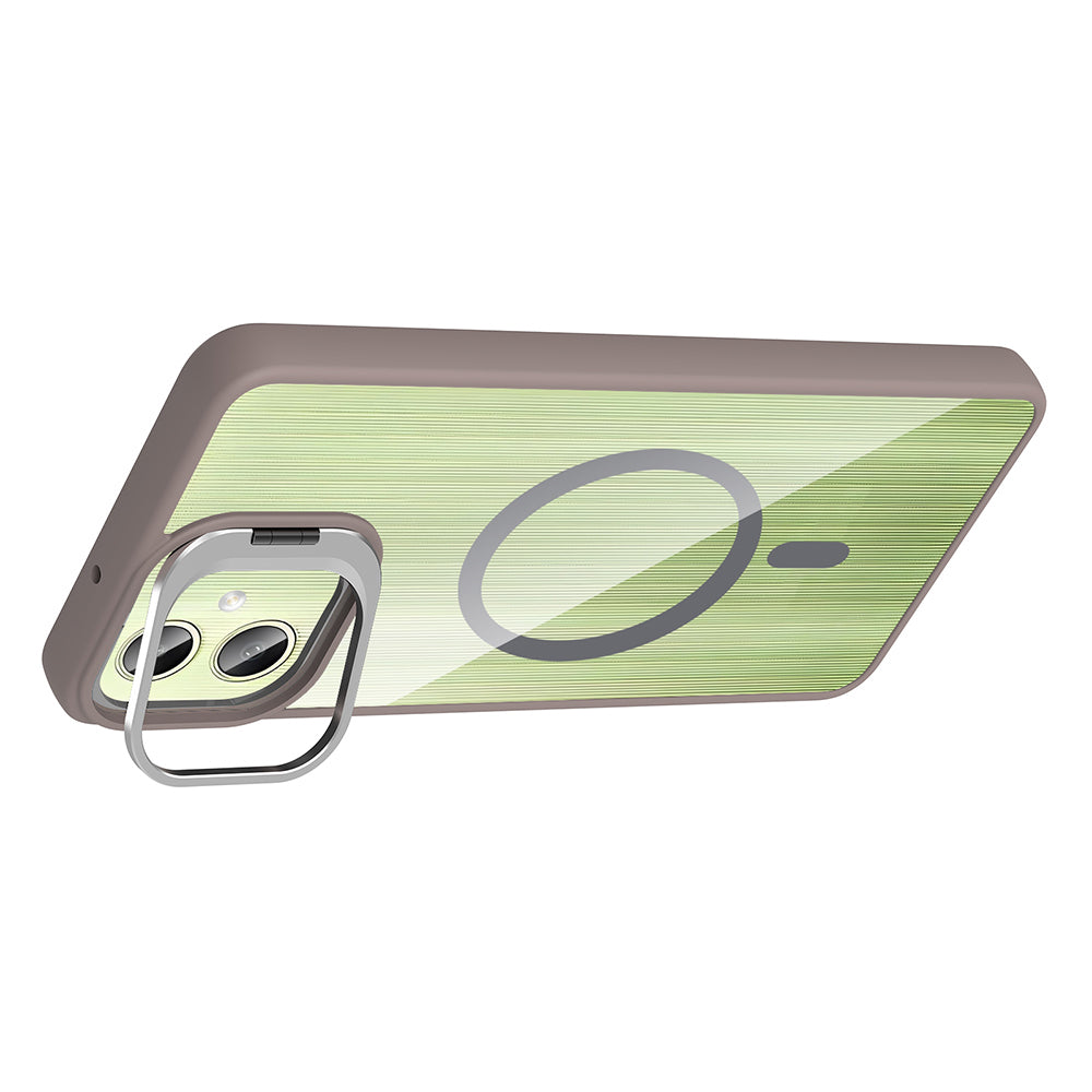 Galaxy A06 Kılıf Standlı ve Kamera Lens Hediyeli M-Safe Şarj Özellikli Zore Etro Kapak Derin Mor