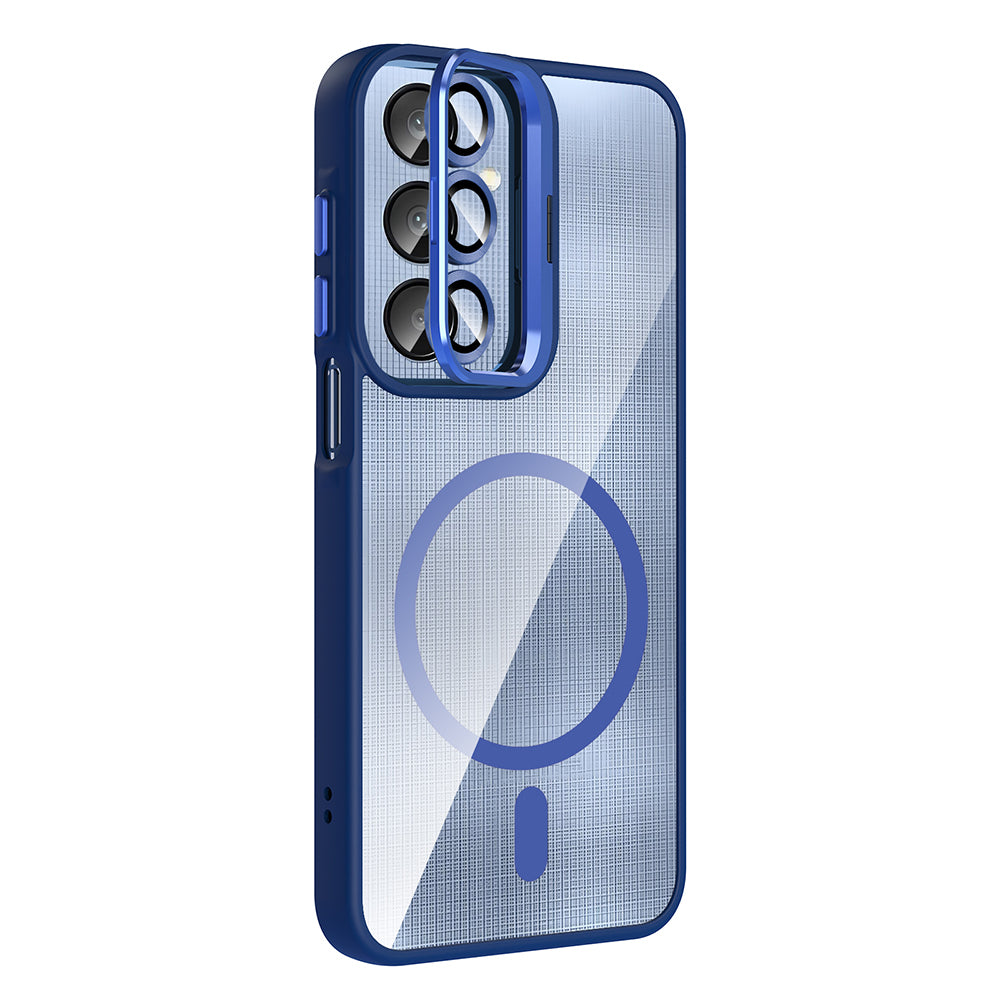 Galaxy A16 Kılıf Standlı ve Kamera Lens Hediyeli M-Safe Şarj Özellikli Zore Etro Kapak Desert Titanyum