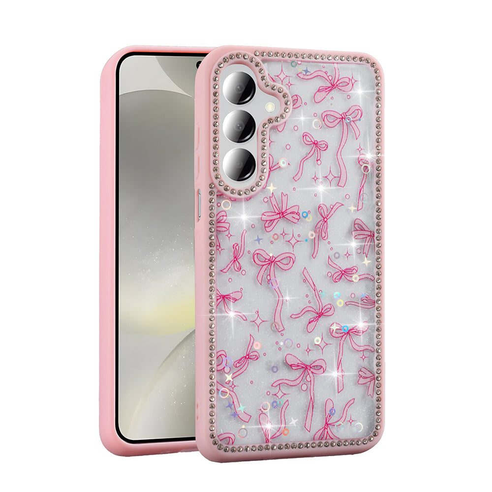 Galaxy A26 Kılıf Taşlı ve Simli Tasarım Zore Azra Kapak Pembe