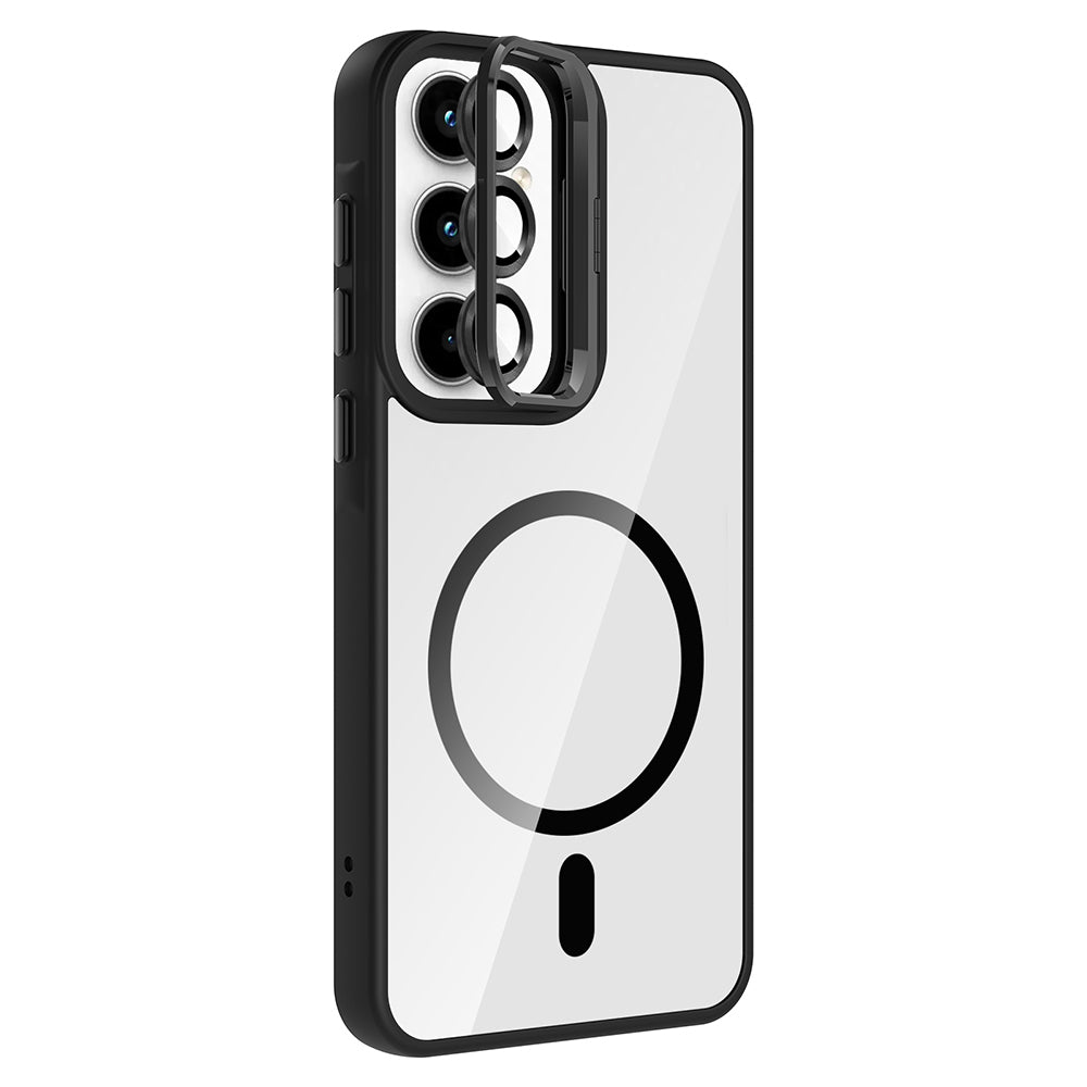 Galaxy A35 Kılıf Standlı ve Kamera Lens Hediyeli M-Safe Şarj Özellikli Zore Etro Kapak Derin Mor