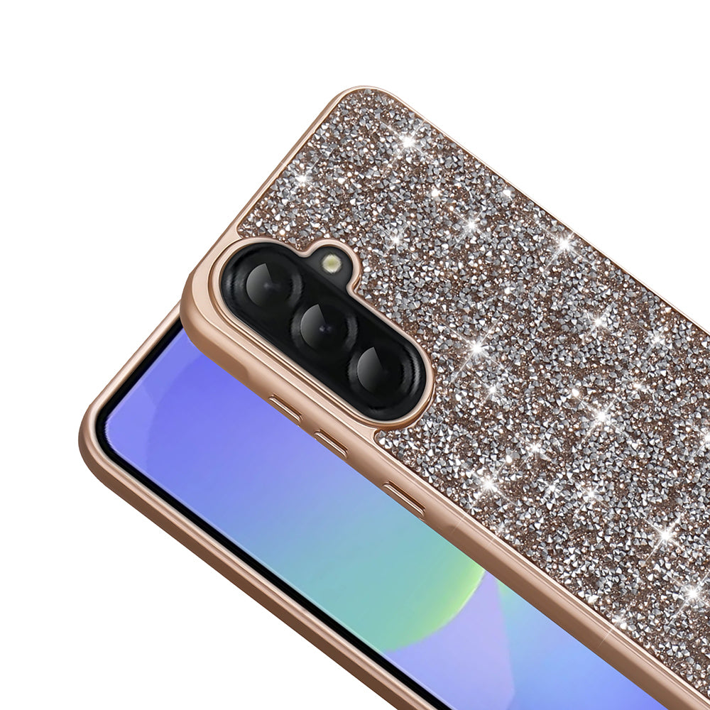 Galaxy A36 Kılıf Parlak Taşlı Tasarım Zore Pırlanta Kapak Gold