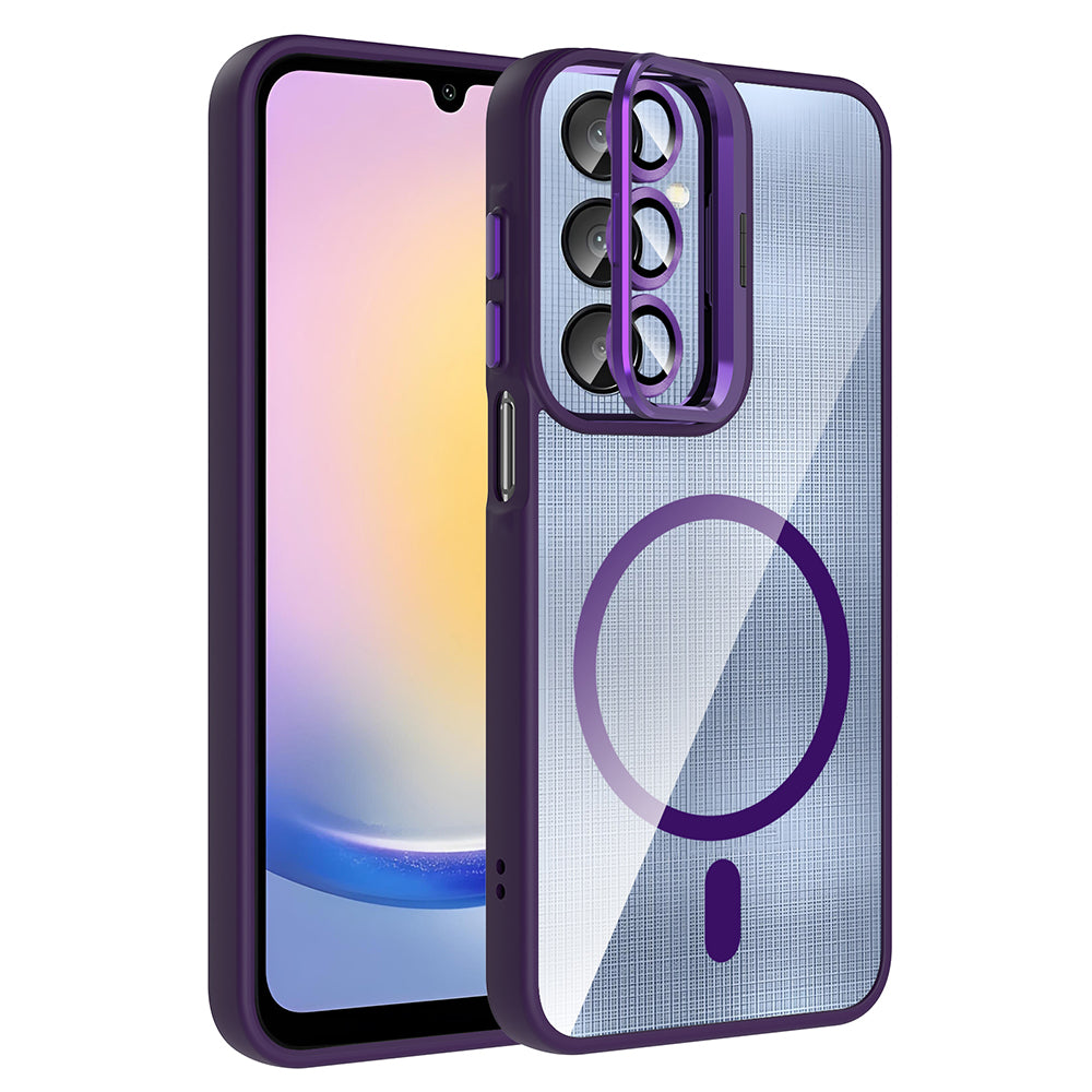 Galaxy A36 Kılıf Standlı ve Kamera Lens Hediyeli Zore Etro Kapak Desert Titanyum