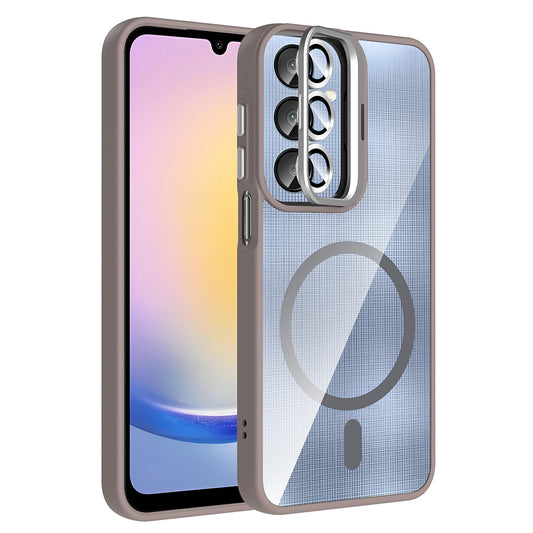 Galaxy A36 Kılıf Standlı ve Kamera Lens Hediyeli Zore Etro Kapak Gri