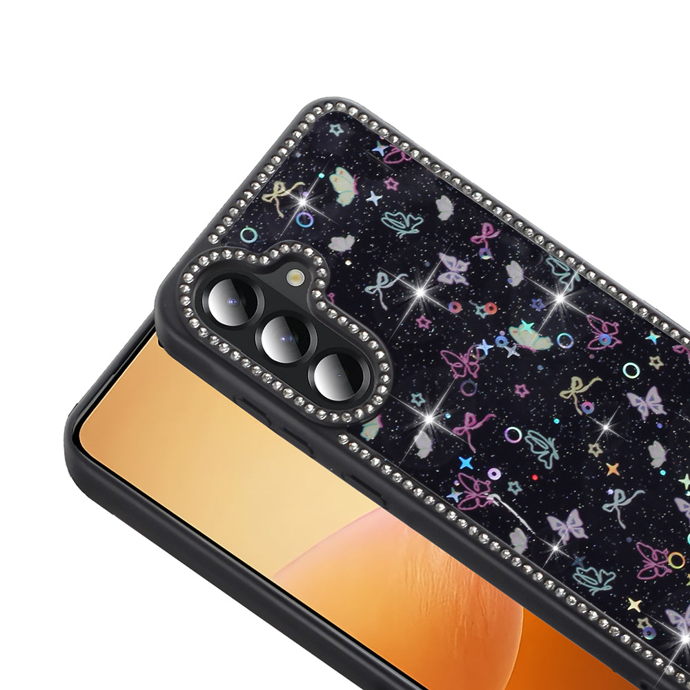 Galaxy A36 Kılıf Taşlı ve Simli Tasarım Zore Azra Kapak Siyah