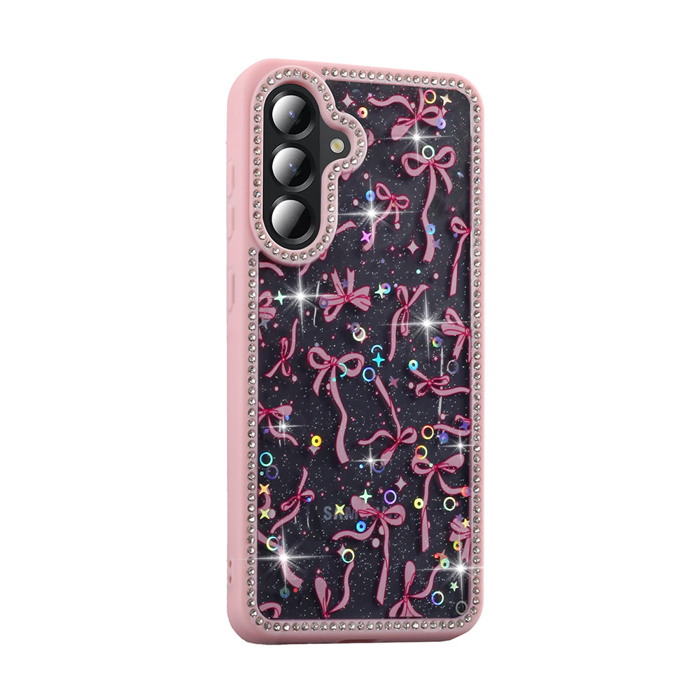 Galaxy A36 Kılıf Taşlı ve Simli Tasarım Zore Azra Kapak Siyah