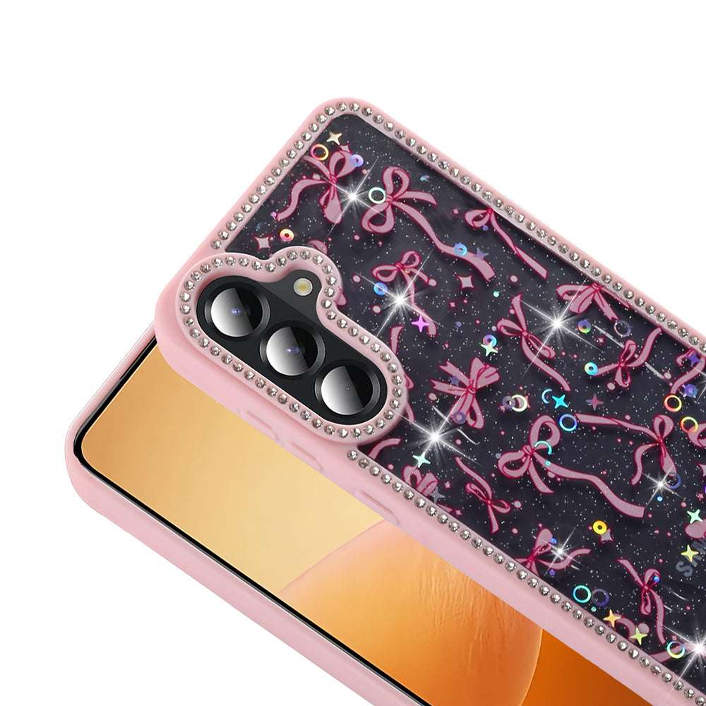 Galaxy A36 Kılıf Taşlı ve Simli Tasarım Zore Azra Kapak Gold