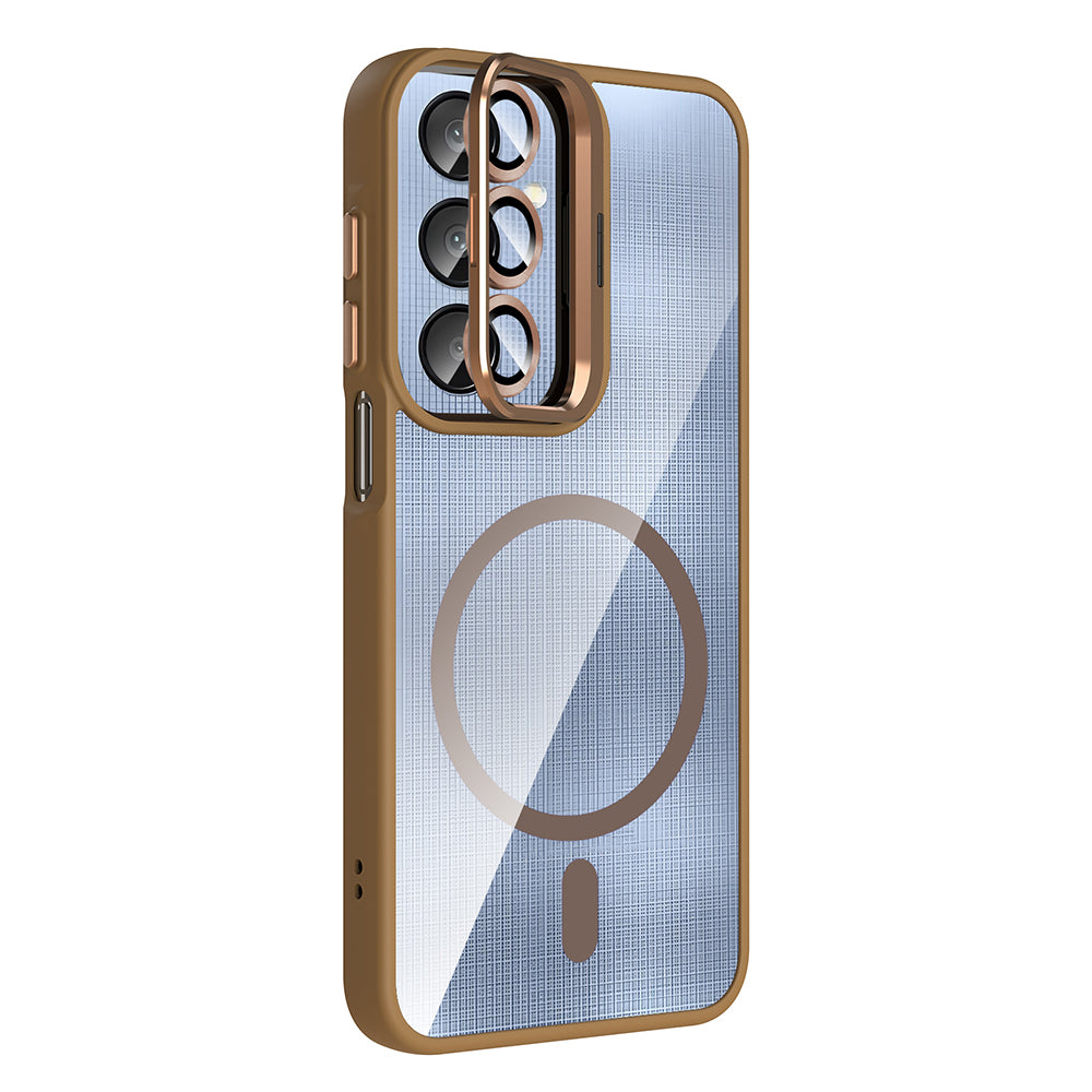 Galaxy A56 Kılıf Standlı ve Kamera Lens Hediyeli Zore Etro Kapak Derin Mor