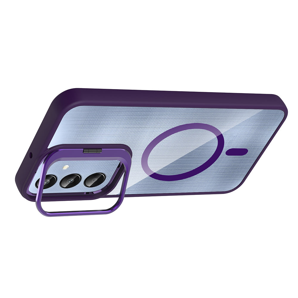 Galaxy A56 Kılıf Standlı ve Kamera Lens Hediyeli Zore Etro Kapak Lacivert